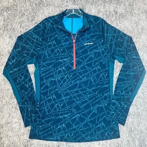 Patagonia Capilene Midweight Quarter Zip Mens M Blue Abstract Base Layer Outdoor